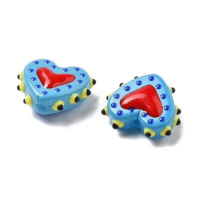 Baking Paint Glass Bumpy Beads Heart X-LAMP-V001-07B-1