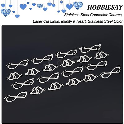 20Pcs 2 Styles 201 Stainless Steel Connector Charms FIND-HY0001-18-1
