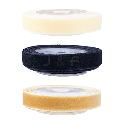 3Rolls 3 Colors Single Face Velvet Ribbon for Clothes Accessories OCOR-TA0004-09B-1