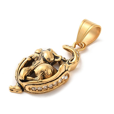 316L Stainless Steel Tibetan Style Rhinestone Pendants STAS-D096-01D-AG-1