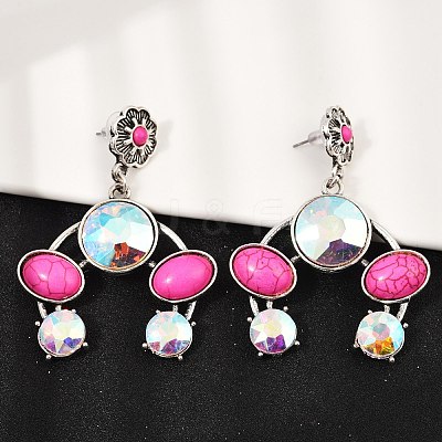 Alloy Synthetic Turquoise Dangle Stud Earrings EJEW-U053-08AS-1