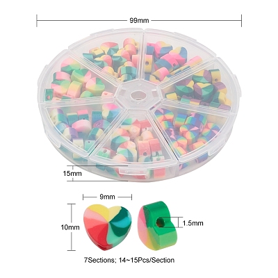 98~105Pcs 7 Colors Handmade Polymer Clay Beads CLAY-YW0001-49-1