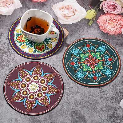 3 Pcs 3 Styles Creative Ethnic Style Silicone Coasters ST-CJ0008-11-1