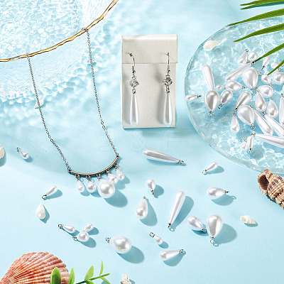 80Pcs 8 Styles ABS Plastic Pearl Pendants FIND-TA0010-50-1