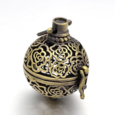 Brass Hollow Cage Pendants KK-P141-04-1