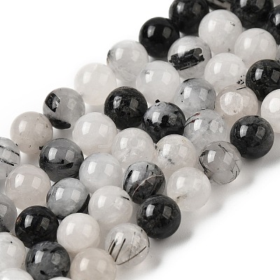 Natural Black Rutilated Quartz Beads Strands G-D295-6mm-1