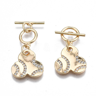 Brass Micro Pave Clear Cubic Zirconia Toggle Clasps KK-S356-309-NF-1