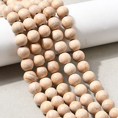 Natural Wood Beads Strands WOOD-B011-01A-8mm-1