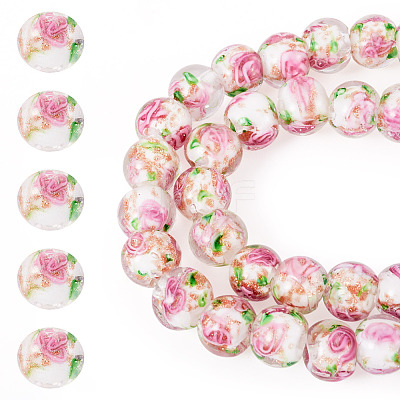 1 Strand Handmade Glod Sand Lampwork Beads Strands LAMP-TA0002-09I-1