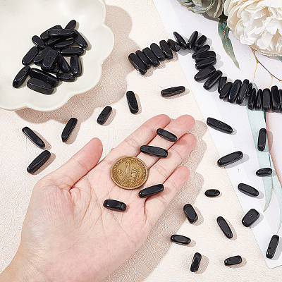 1 Strand Natural Black Stone Beads Strands G-BBC0001-21-1
