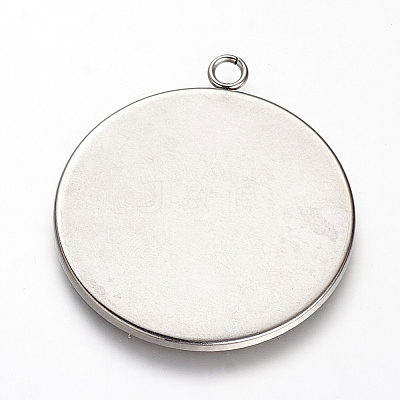 Tarnish Resistant 201 Stainless Steel Pendant Cabochon Settings X-STAS-T004-014-1
