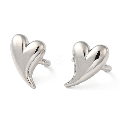 Rack Plating Brass Heart Cuff Earrings for Women EJEW-Z019-12P-1