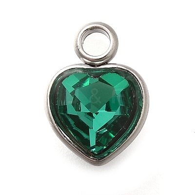 304 Stainless Steel with Rhinestone Pendants STAS-Q346-01P-08-1