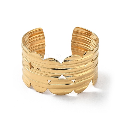 Ion Plating(IP) 304 Stainless Steel Cuff Bangles for Women BJEW-Z078-20G-1
