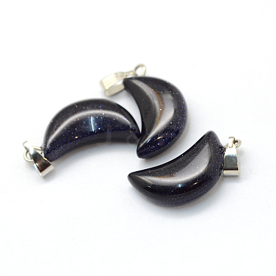 Moon Synthetic Blue Goldstone Pendants G-Q369-08-1