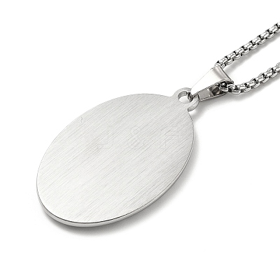 Non-Tarnish Stainless Steel Virgin Mary Pendant Necklace with Box Chains for Women NJEW-E066-01P-1