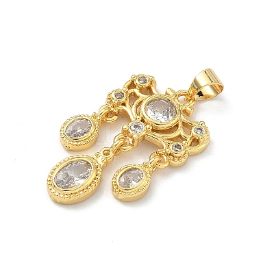 Brass Micro Pave Cubic Zirconia Pendants KK-H537-18G-1