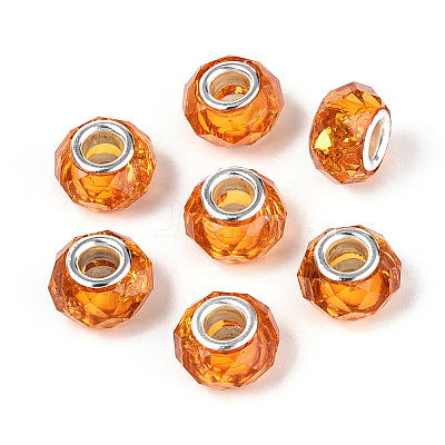 Transparent Resin Rondelle European Beads RESI-N044-01C-1