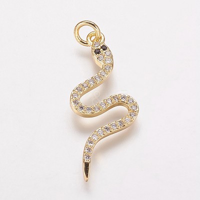 Brass Cubic Zirconia Pendants KK-P134-27G-1