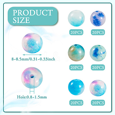 120Pcs 6 Colors Natural Persian Jade Beads G-TA0002-39-1