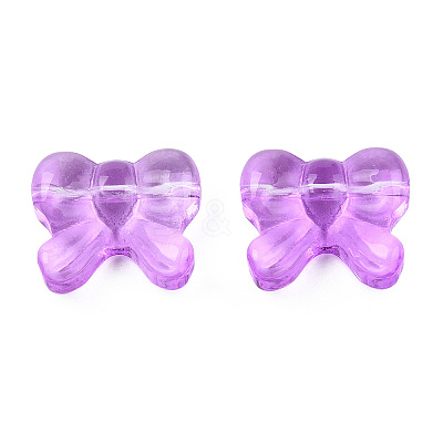 Transparent Spray Painted Glass Beads GLAA-N035-025-C01-1