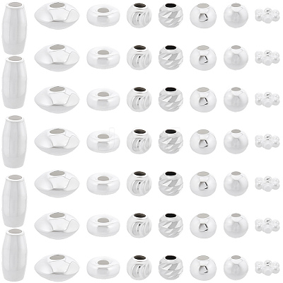 80Pcs 8 Styles 925 Sterling Silver Beads STER-BBC0008-87-1