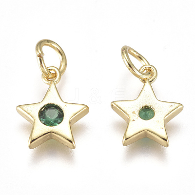 Brass Micro Pave Cubic Zirconia Charms X1-ZIRC-F111-09G-1