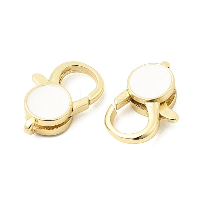 Flat Round Brass Enamel Lobster Claw Clasps KK-Z147-02G-B-1
