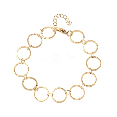 304 Stainless Steel Ring Link Chain Bracelets BJEW-P373-02D-G-1