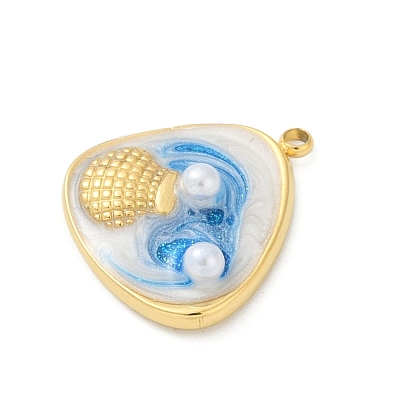 Ocean Theme 304 Stainless Steel Enamel Pendants STAS-Q352-03G-E-1