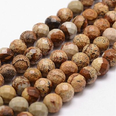 Natural Picture Jasper Beads Strands G-D840-47-8mm-1