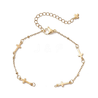 2Pcs 2 Colors 304 Stainless Steel Cross Link Chain Bracelet Making Sets AJEW-JB01380-1