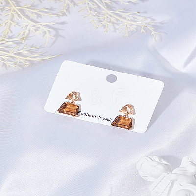 2Pcs K9 Glass Triangle with Trapezoid Dangle Stud Earrings EJEW-LP0004-61-1