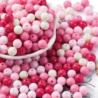 200Pcs Opaque Acrylic Beads SACR-FP0001-09-1