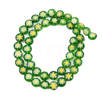 Handmade Millefiori Glass Flat Round Bead Strands LK-P011-21-1