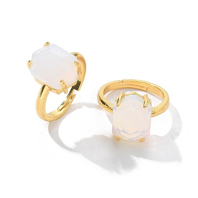 Hexagon Opalite Finger Rings RJEW-B113-02G-03-1