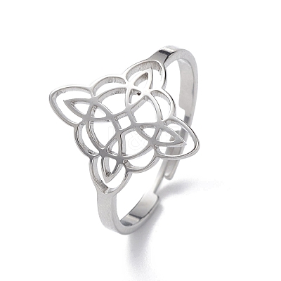 Non-Tarnish Sailor's Knot 304 Stainless Steel Hollow Adjustable Ring for Women RJEW-E073-04P-1