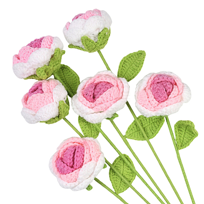 6Pcs Crochet Polyester Artificial Flower AJEW-SC0031-27-1