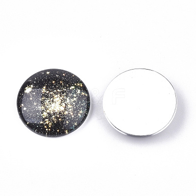 Starry Sky Pattern Printed Glass Cabochons LS-GGLA-N004-25mm-D82-1