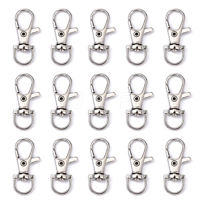 Platinum Plated Alloy Lobster Swivel Clasps For Key Ring PALLOY-E385-15P-1