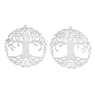 Tarnish Resistant 201 Stainless Steel Filigree Pendants STAS-S118-030P-1