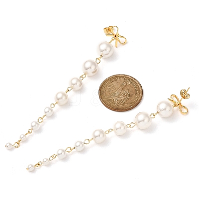Shell Pearl Round Stud Earrings for Women EJEW-JE06195-02-1