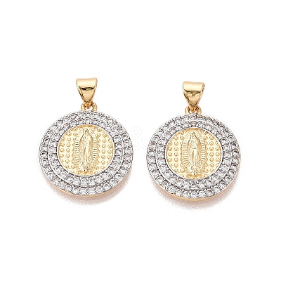 Religion Brass Micro Pave Clear Cubic Zirconia Pendants KK-N287-44GP-01-1