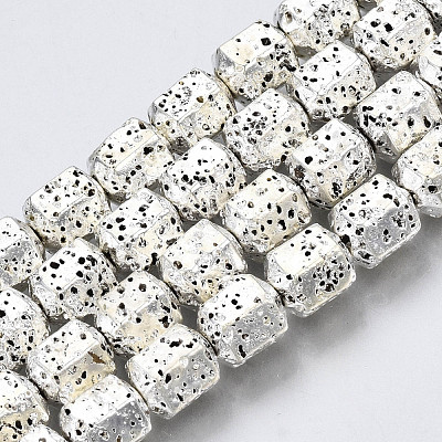 Electroplated Natural Lava Rock Beads Strands G-T114-65S-1