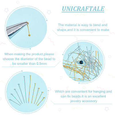 500Pcs 10 Styles Brass Ball Head Pins KK-UN0054-08-1