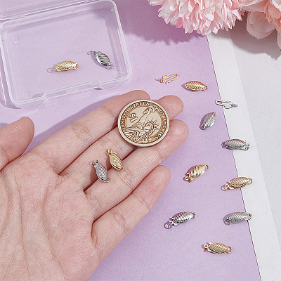 10Pcs 2 Colors Brass Box Clasps KK-GO0002-38-1