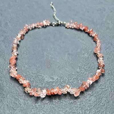 Cherry Quartz Glass Chip Beaded Necklaces for Women IW6789-11-1