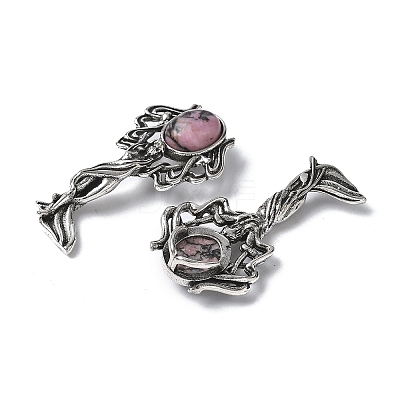 Angel Brass Natural Rhodonite Pendants KK-D361-02AS-28-1