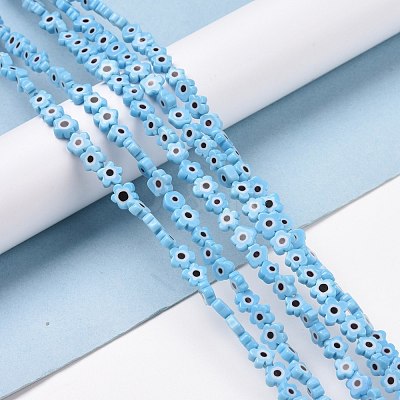 Handmade Millefiori Glass Bead Strands LAMP-J035-6mm-54-1
