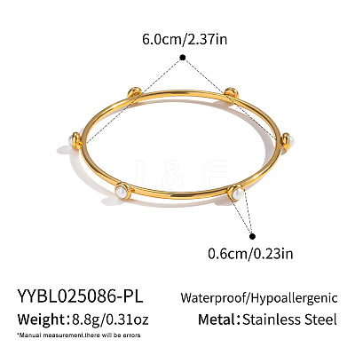 Chic 304 Stainless Steel Pave Pearl Bangles for Women HT2221-1-1